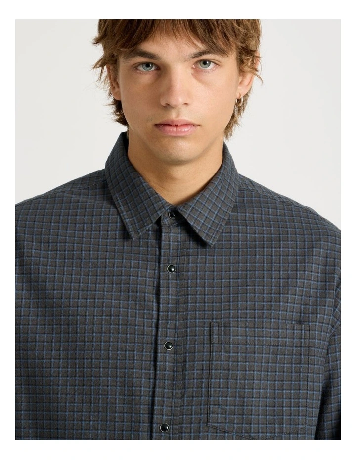 Lightweight Check Long Sleeve Shirt in Charcoal image 4