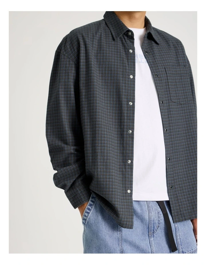 Lightweight Check Long Sleeve Shirt in Charcoal image 5
