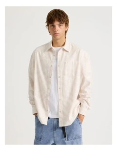 Lightweight Check Long Sleeve Shirt in Stone