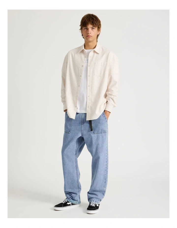 Lightweight Check Long Sleeve Shirt in Stone image 2