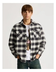 Vintage Long Sleeve Check Shirt in Charcoal