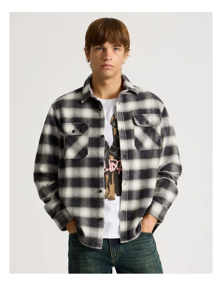 Vintage Long Sleeve Check Shirt in Charcoal image 1