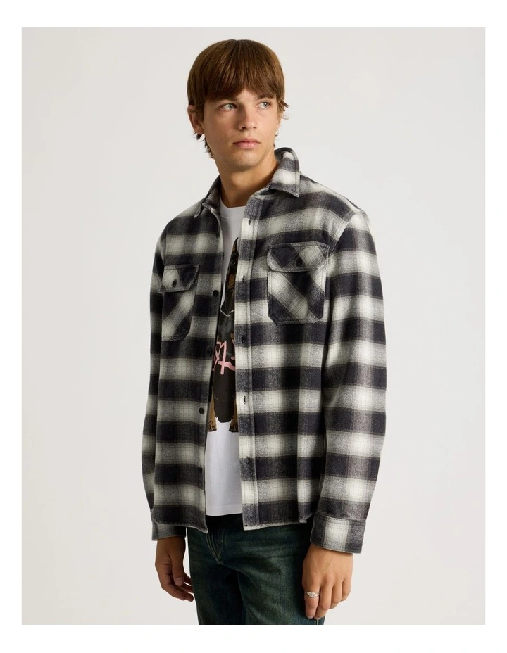 Vintage Long Sleeve Check Shirt in Charcoal image 4