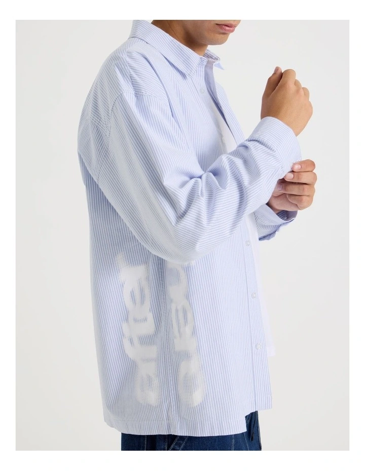 Print Stripe Long Sleeve Shirt in Blue image 2