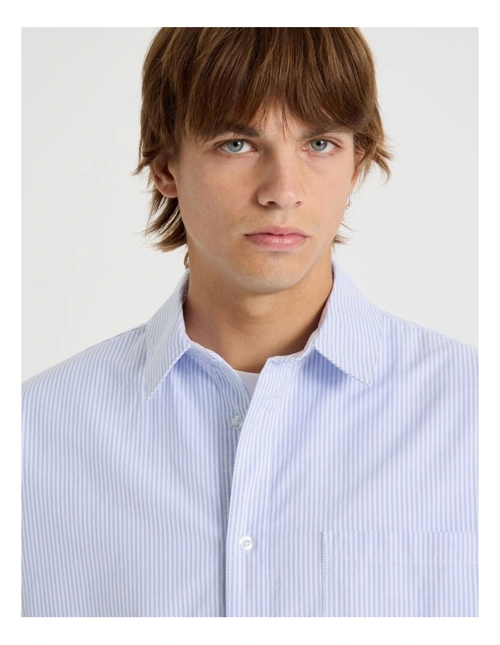 Print Stripe Long Sleeve Shirt in Blue image 5