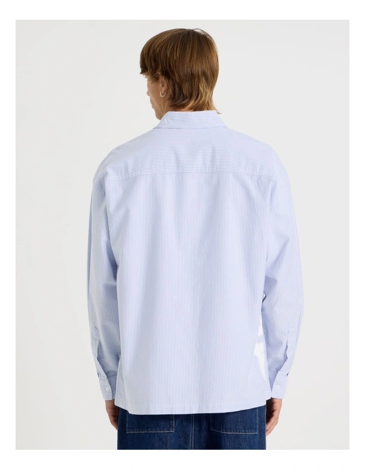 Print Stripe Long Sleeve Shirt in Blue image 6