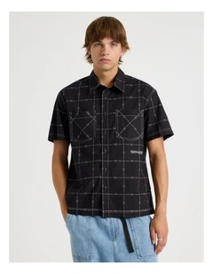 Barbed Print Short Sleeve Shirt in Black