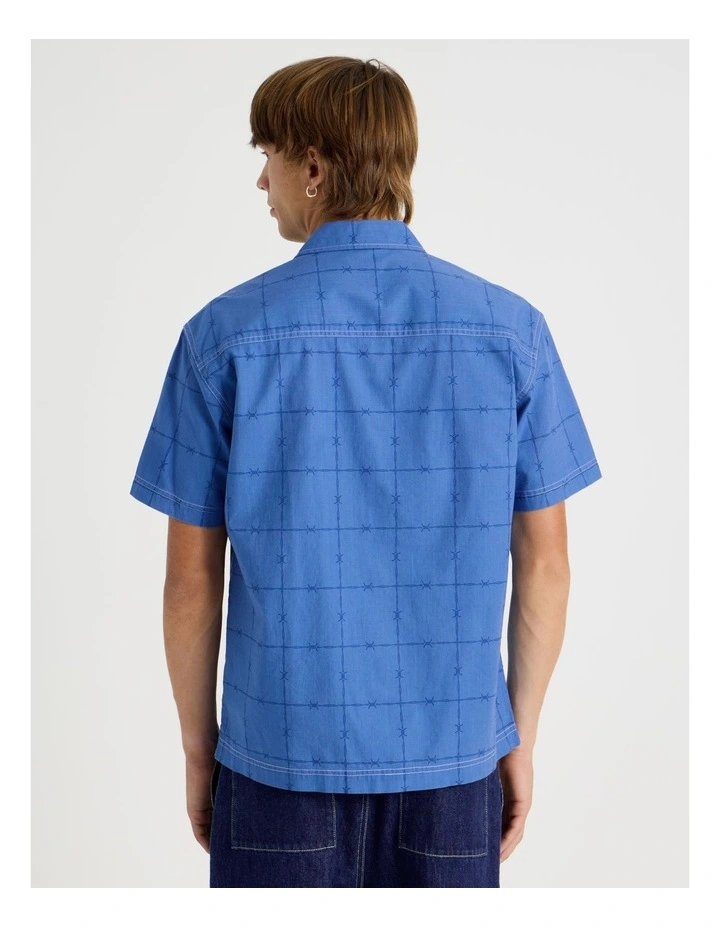 Barbed Print Short Sleeve Shirt in Blue image 5
