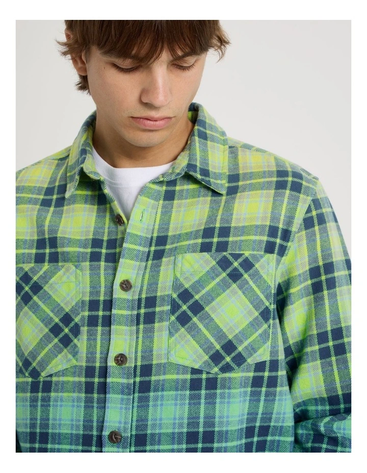 Dip Dye Check Long Sleeve Shirt in Blue image 3