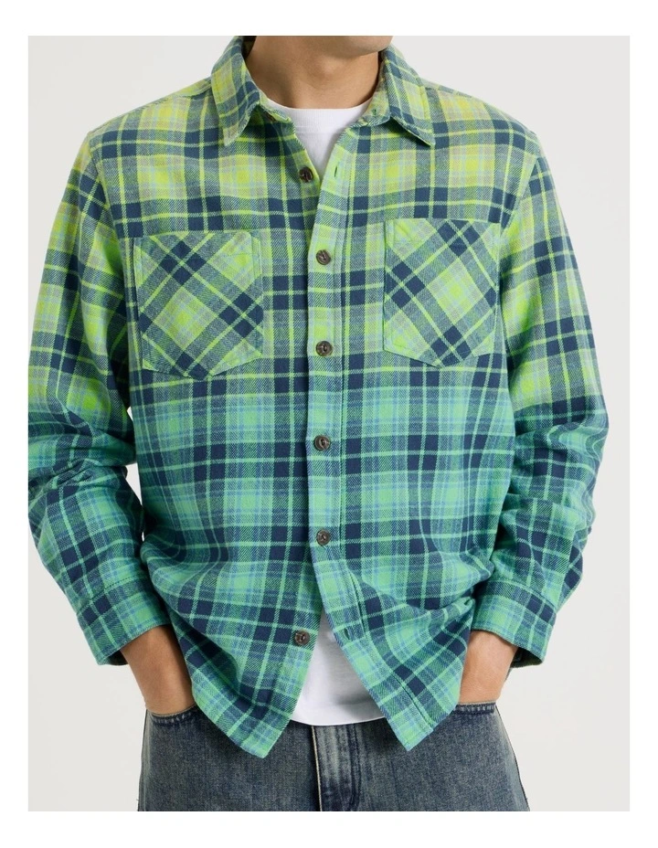 Dip Dye Check Long Sleeve Shirt in Blue image 4