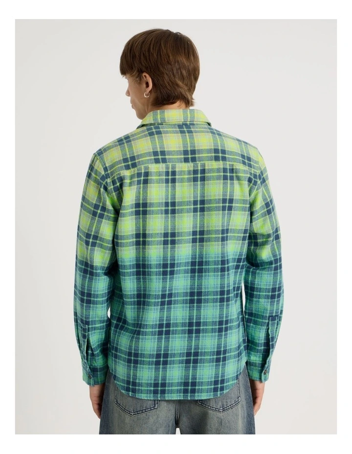 Dip Dye Check Long Sleeve Shirt in Blue image 6