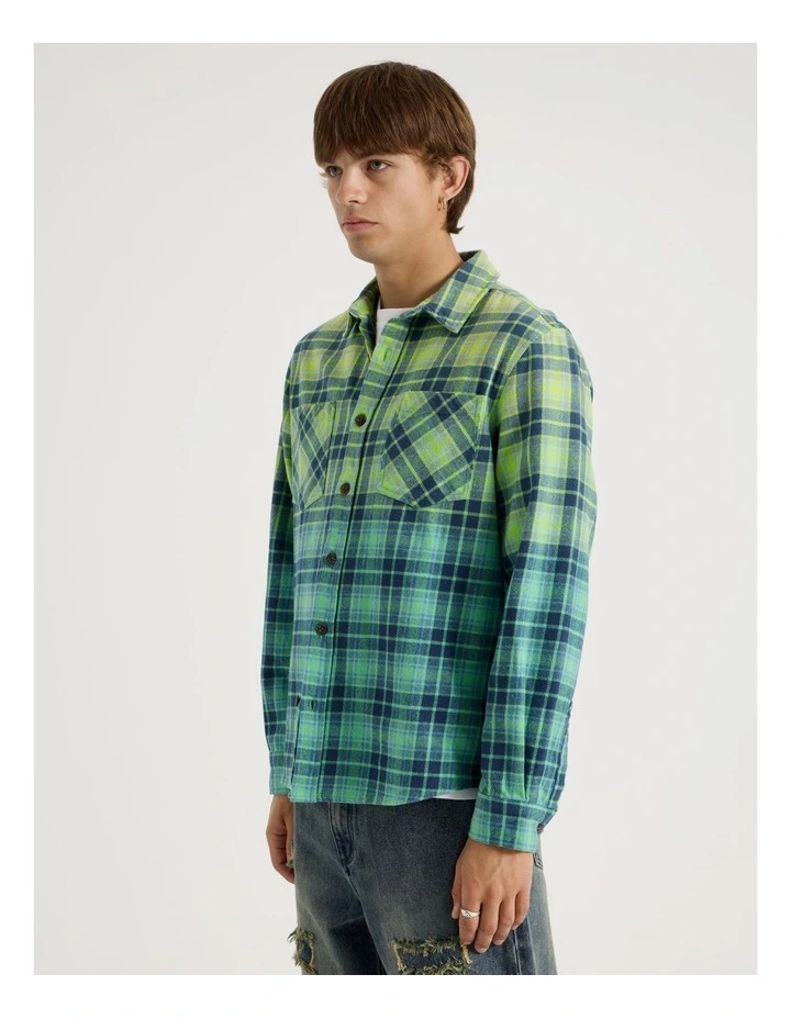 Dip Dye Check Long Sleeve Shirt in Blue image 7