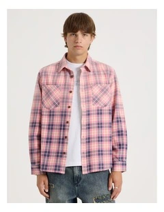 Dip Dye Check Long Sleeve Shirt in Pink
