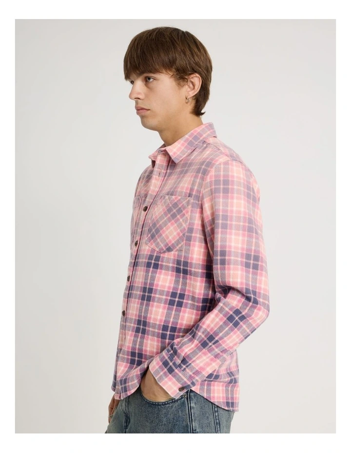Dip Dye Check Long Sleeve Shirt in Pink image 4