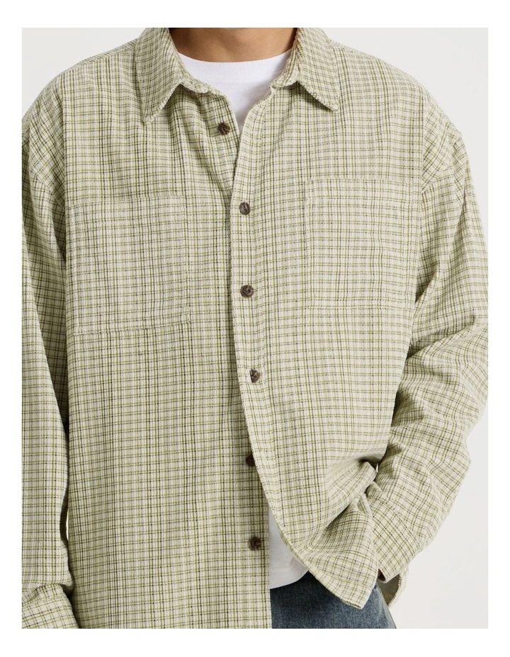 Cord Check Long Sleeve Shirt in Green image 4