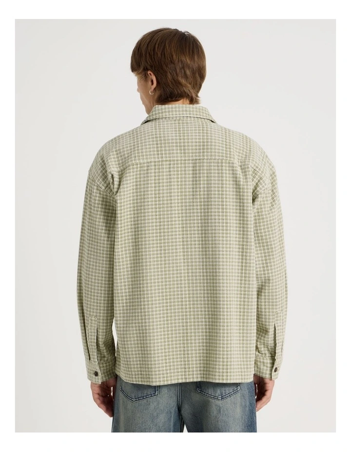 Cord Check Long Sleeve Shirt in Green image 6