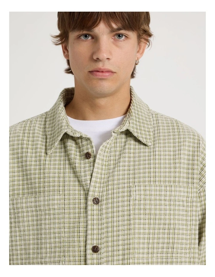 Cord Check Long Sleeve Shirt in Green image 7