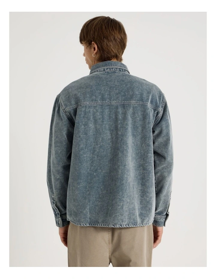 Garment Dyed Long Sleeve Denim Shirt in Light Blue image 6