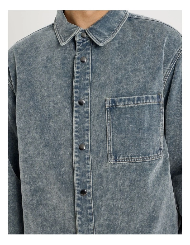 Garment Dyed Long Sleeve Denim Shirt in Light Blue image 7