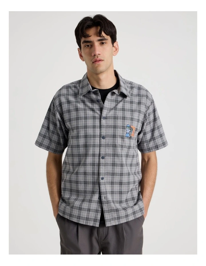 Graffiti Short Sleeve Shirt in Grey Check image 4