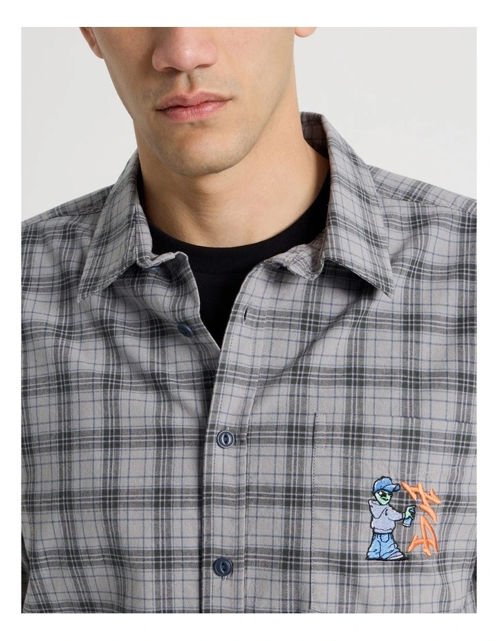 Graffiti Short Sleeve Shirt in Grey Check image 5