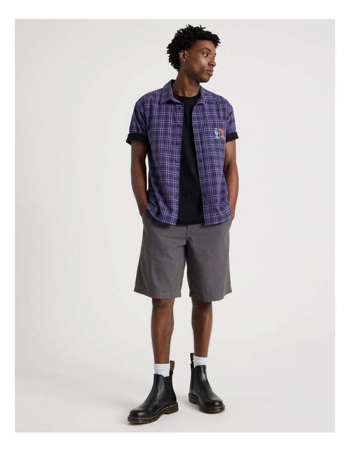 Graffiti Short Sleeve Shirt in Purple Check image 2