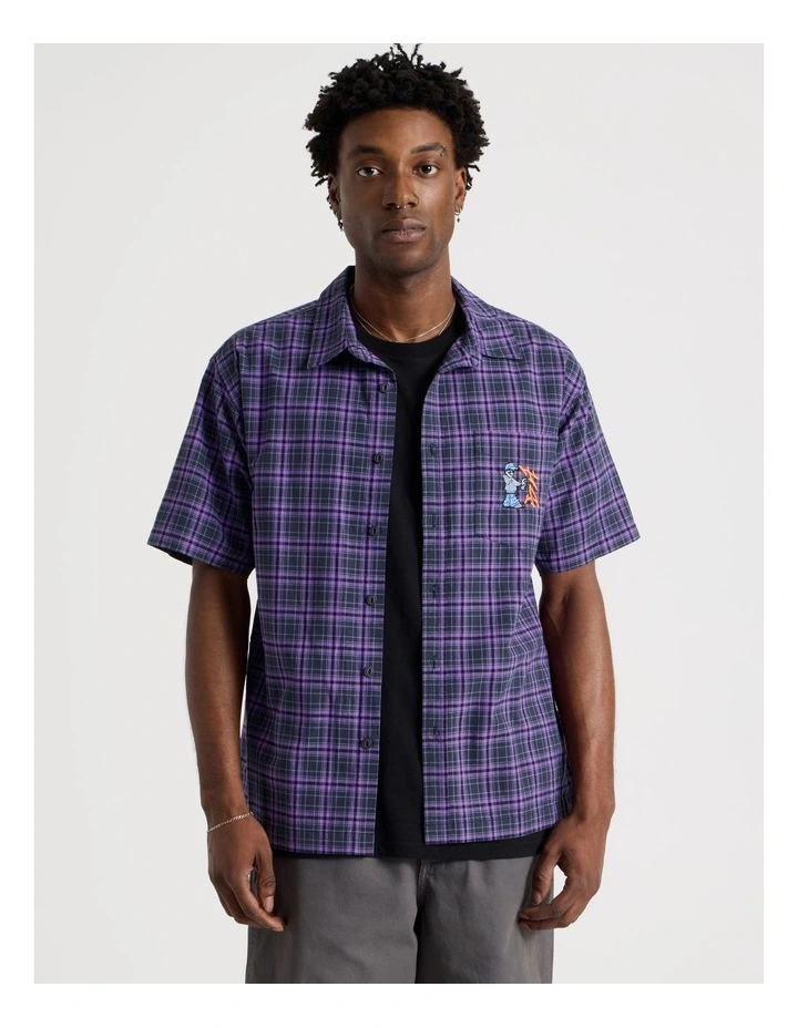 Graffiti Short Sleeve Shirt in Purple Check image 4
