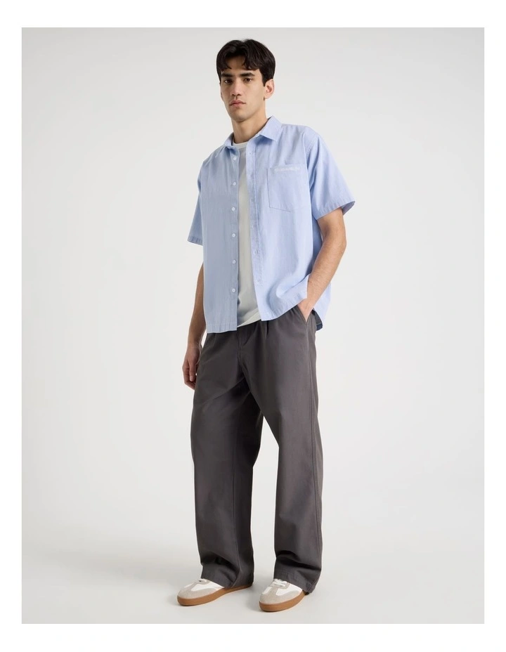 Logo Short Sleeve Shirt in Light Blue Stripe image 2