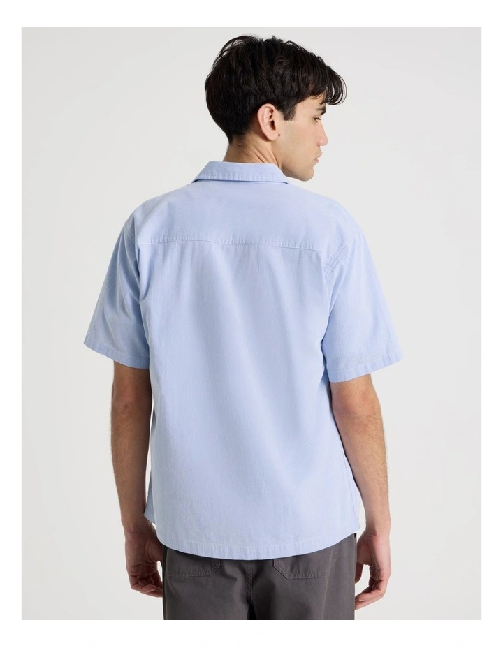Logo Short Sleeve Shirt in Light Blue Stripe image 5