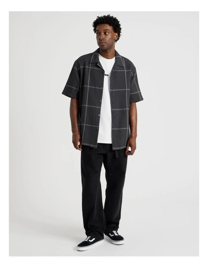 Oversized Waffle Short Sleeve Shirt in Charcoal image 2