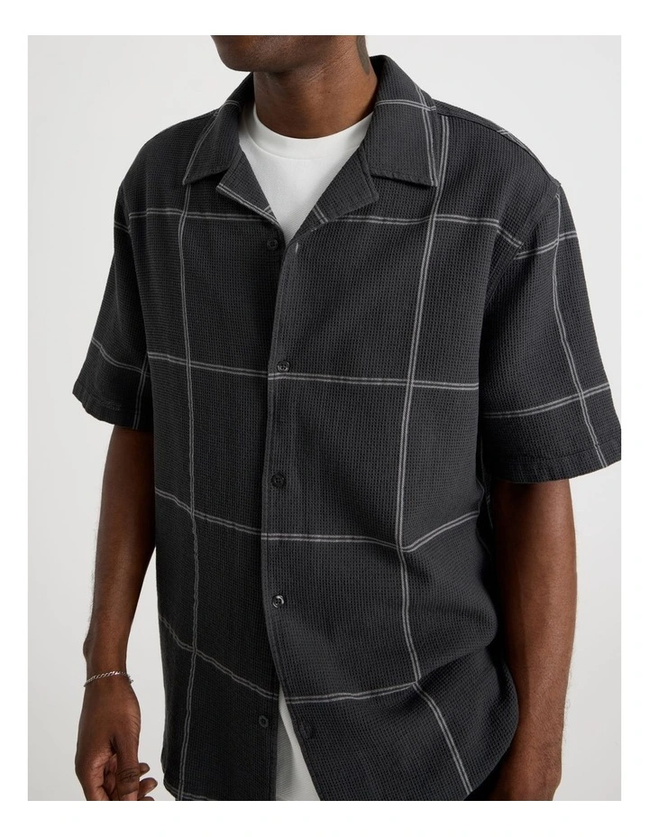 Oversized Waffle Short Sleeve Shirt in Charcoal image 5