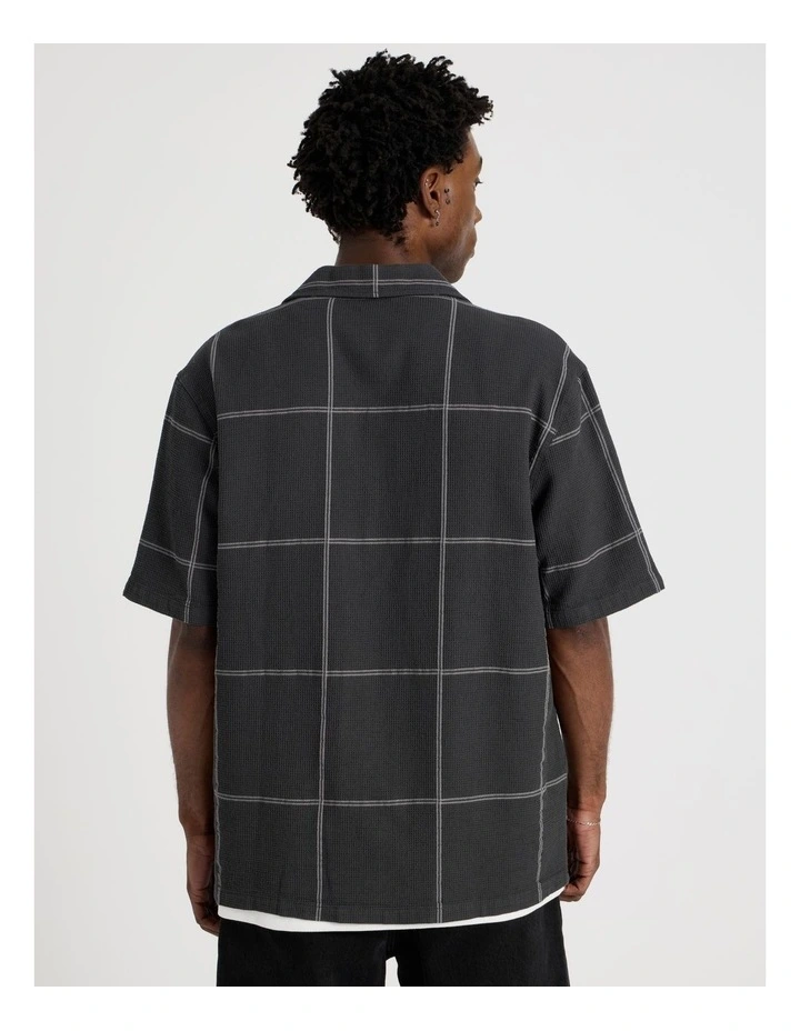 Oversized Waffle Short Sleeve Shirt in Charcoal image 6