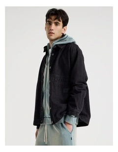 Oversized Denim Overshirt in Black