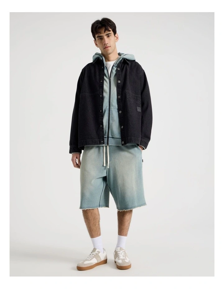 Oversized Denim Overshirt in Black image 2