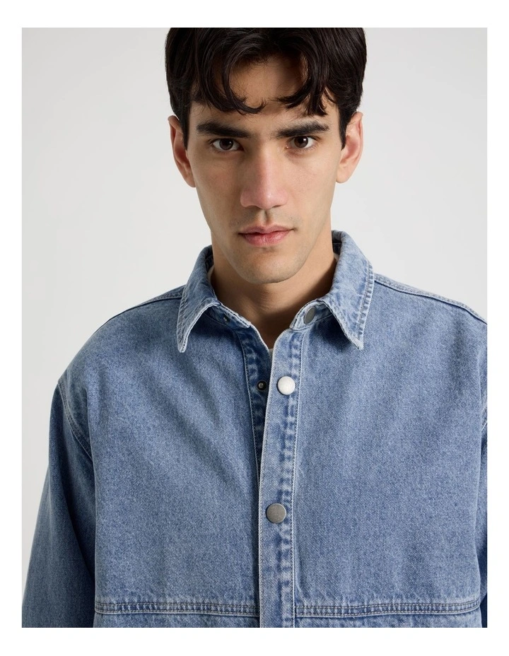 Oversized Denim Overshirt in Denim image 5