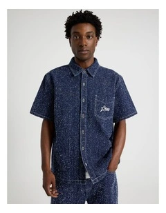 Texture Denim Short Sleeve Shirt in Denim
