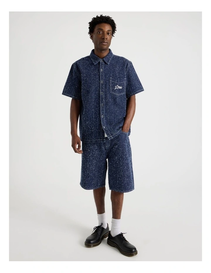 Texture Denim Short Sleeve Shirt in Denim image 2