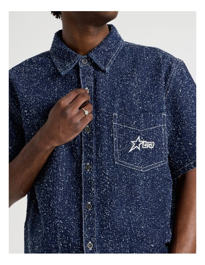 Texture Denim Short Sleeve Shirt in Denim image 3