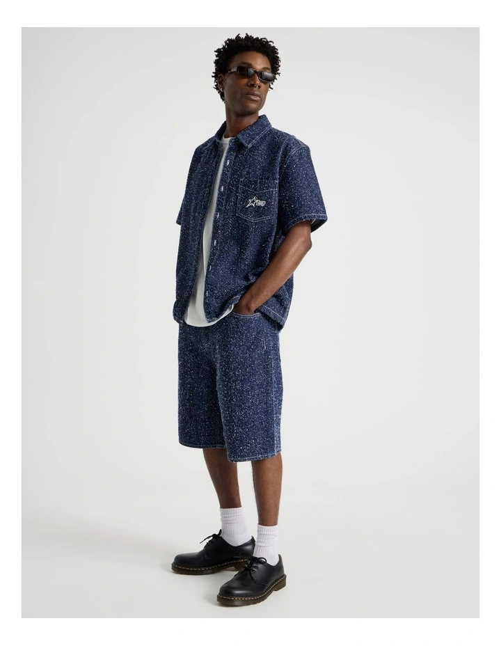 Texture Denim Short Sleeve Shirt in Denim image 4