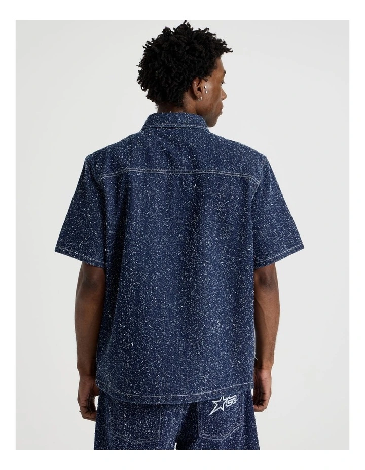 Texture Denim Short Sleeve Shirt in Denim image 6