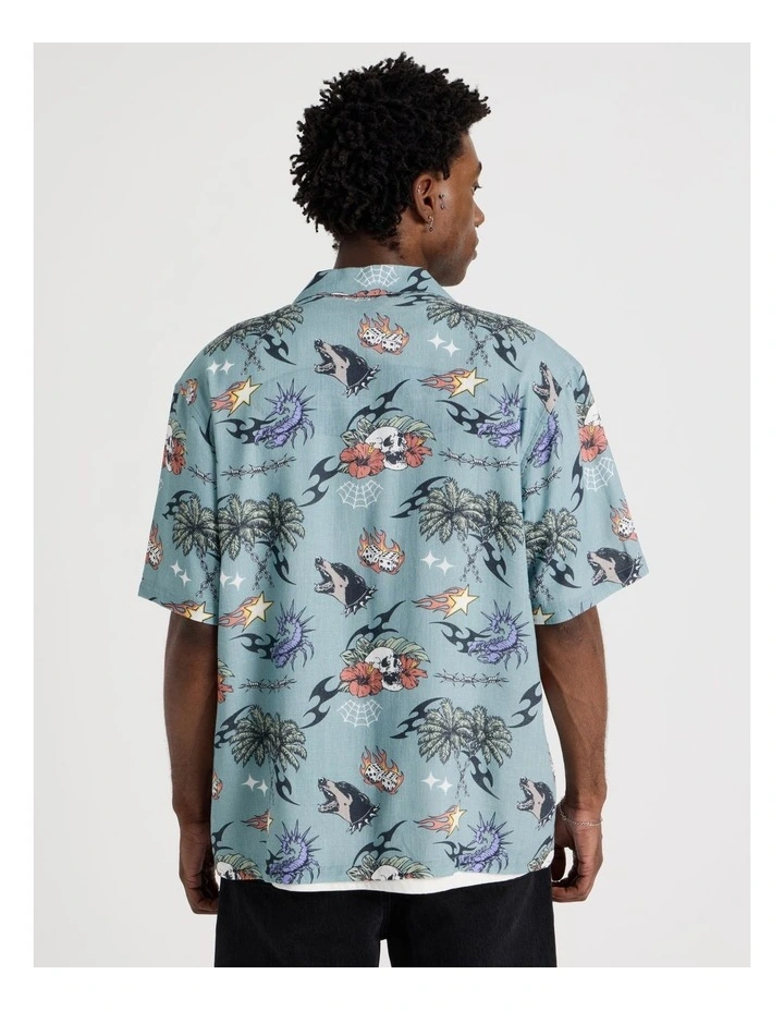 Short Sleeve Shirt in Light Blue Resort Flash Print image 5