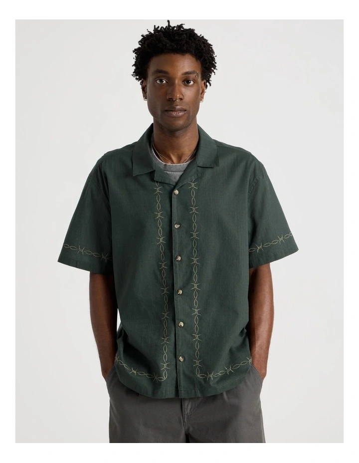 Short Sleeve Shirt in Petrol Resort Embroidery image 1