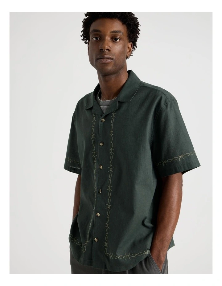 Short Sleeve Shirt in Petrol Resort Embroidery image 4