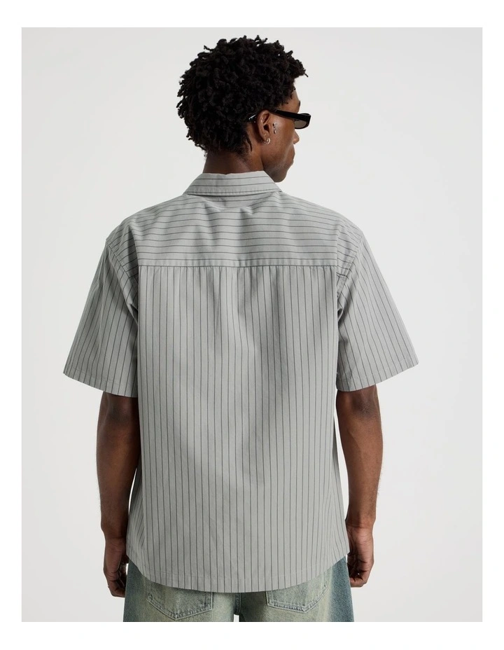 Short Sleeve Garage Shirt in Grey Stripe image 6
