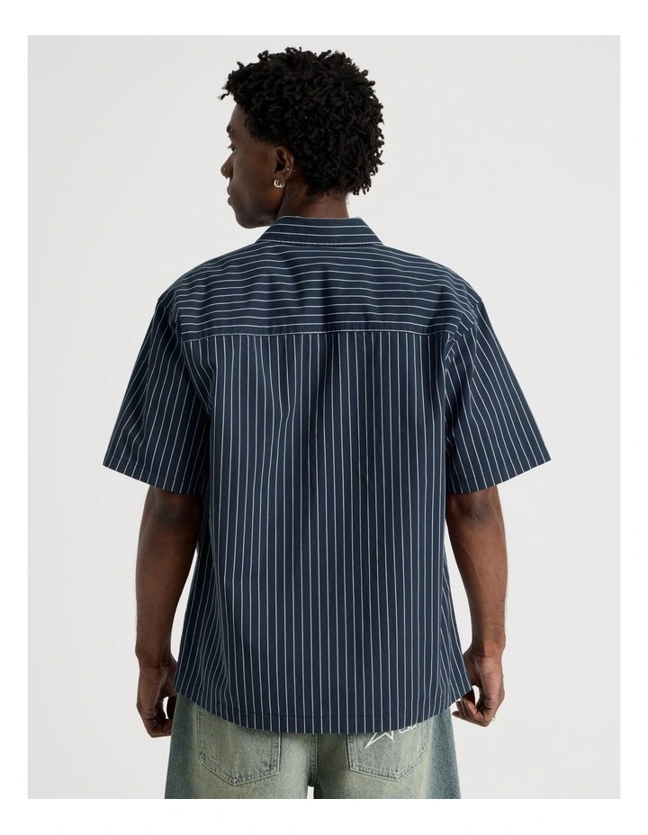 Short Sleeve Garage Shirt in Navy Stripe image 6