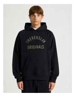 Core Terry Hooded Pullover Sweater in Black