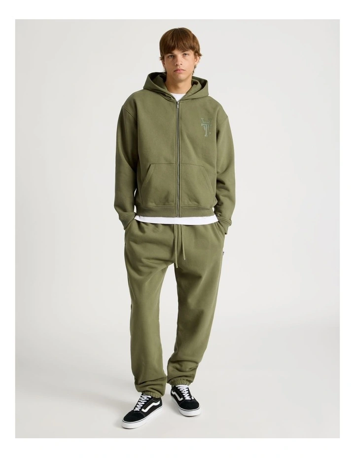 Core Logo Hooded Full Zip Sweat Olive image 2