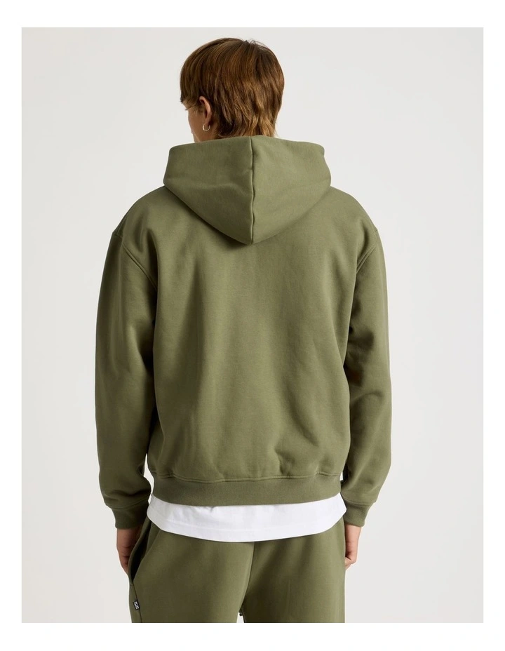 Core Logo Hooded Full Zip Sweat Olive image 5