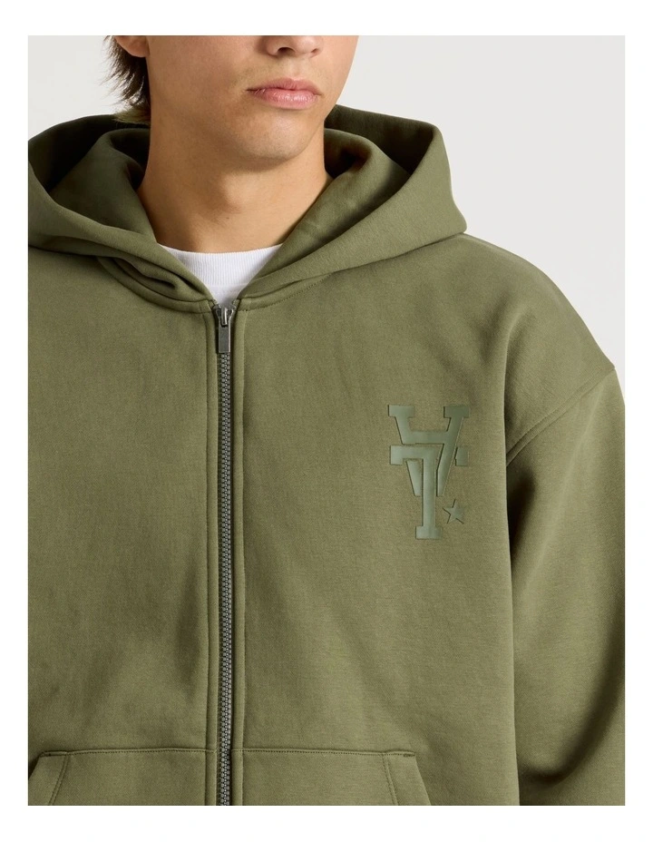 Core Logo Hooded Full Zip Sweat Olive image 6