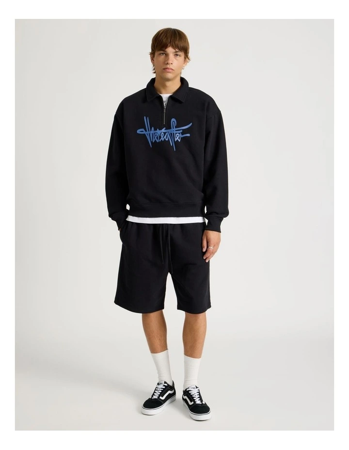 Graffiti Logo 1/4 Zip Collared Sweater in Black image 2